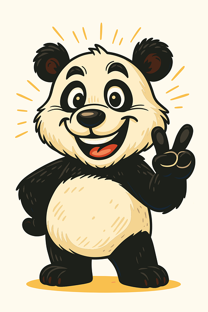 Free Cartoon Panda Peace Sign vector and picture