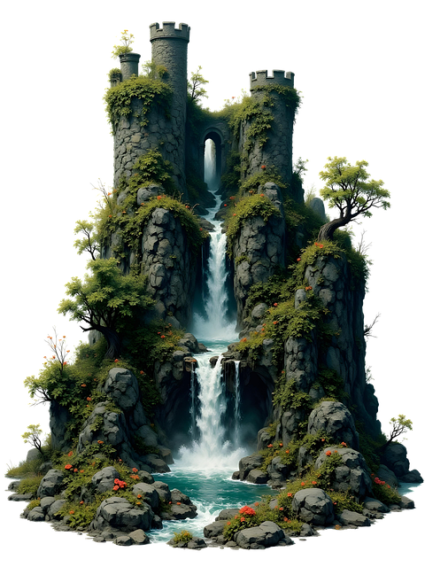 Free waterfall nature landscape illustration