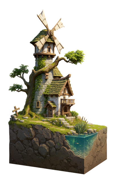 Free haunted house fantasy house spooky windmill illustration