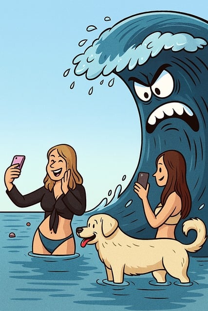 Selfie, Sociale Medier, Strand, Ocean