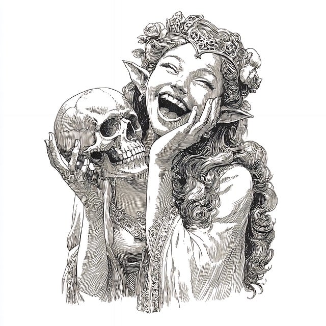 Free skull drawing pencil illustration