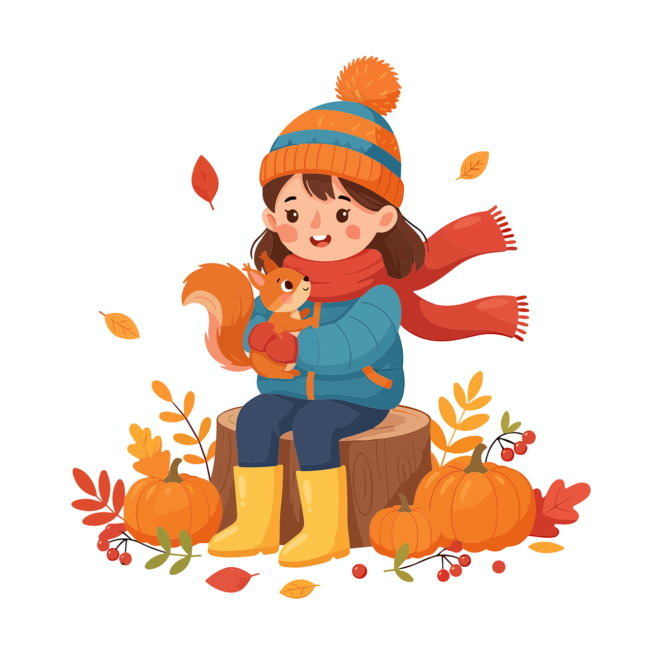 Download Autumn Illustration, Cute Girl, Cartoon Characters