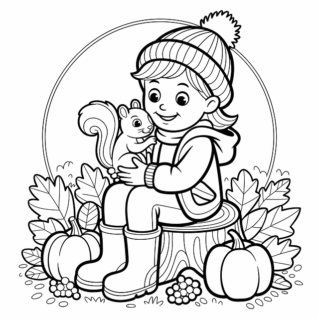 Free autumn illustration cute girl cartoon characters vector