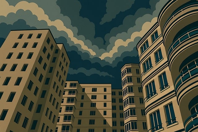 Free urban architecture apartment buildings city housing illustration
