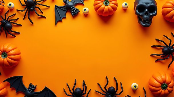 Halloween, Hintergrund, Rahmen, Orange