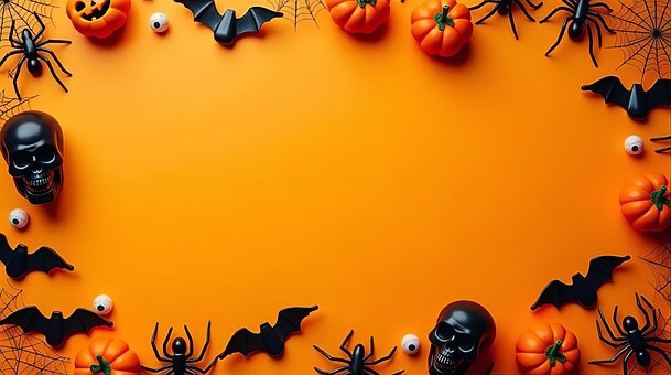 Halloween, Hintergrund, Rahmen, Orange