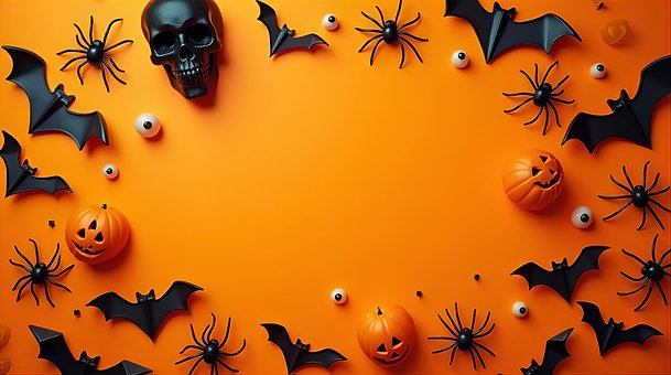 Halloween, Hintergrund, Rahmen, Orange