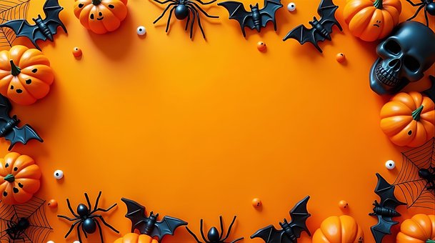 Halloween, Hintergrund, Rahmen, Orange