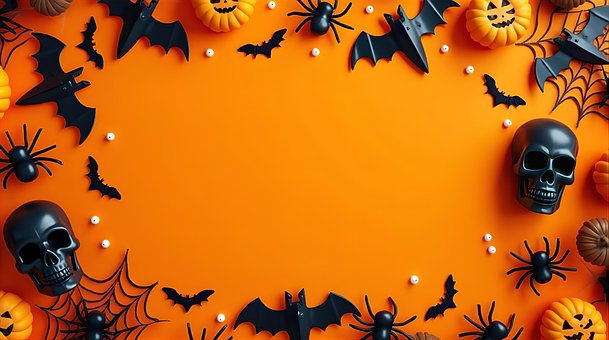 Halloween, Hintergrund, Rahmen, Orange