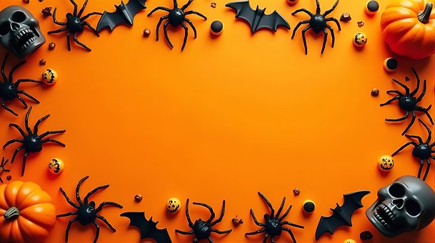 Halloween, Hintergrund, Rahmen, Orange