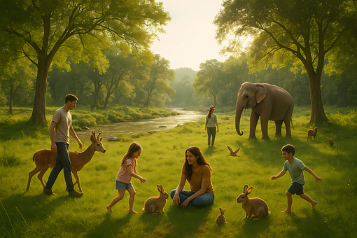 Natur, Tierwelt, Menschen, Familie