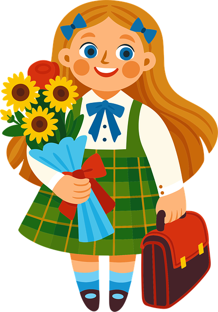 Free schoolgirl illustration cartoon characters long blonde hair vector
