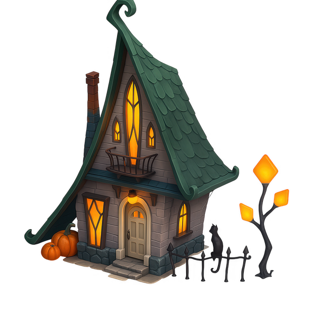Free halloween cottage spooky house enchanted home illustration