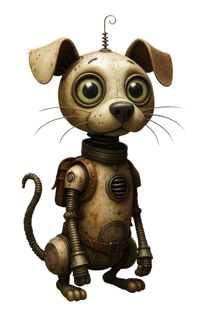 Download free HD stock image of Steampunk Robot Dog Mechanical Puppy Free steampunk robot dog mechanical puppy cute robot pet illustration
