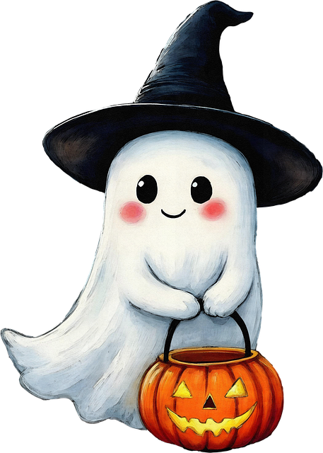 Free halloween ghost trick or treat illustration