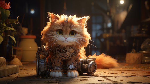 Steampunk Kat, Fluffy Orange Kat