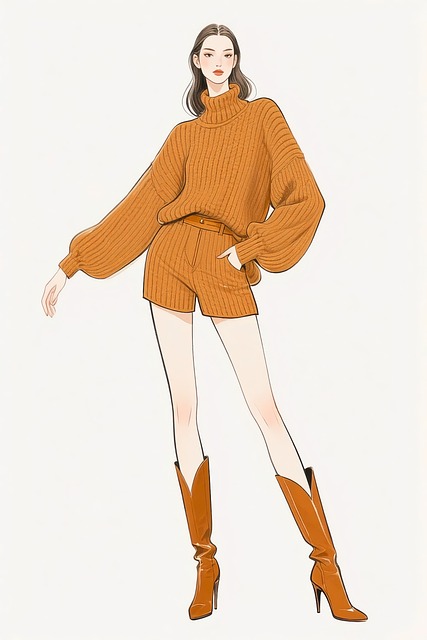 Free autumn outfit monochrome look camel color illustration