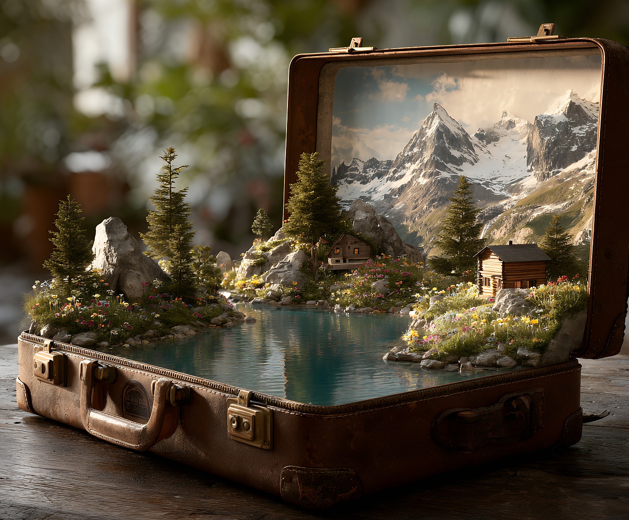 Free ai generated diorama suitcase illustration