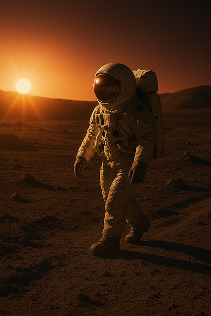 Astronaut, Sonnenuntergang, Raum
