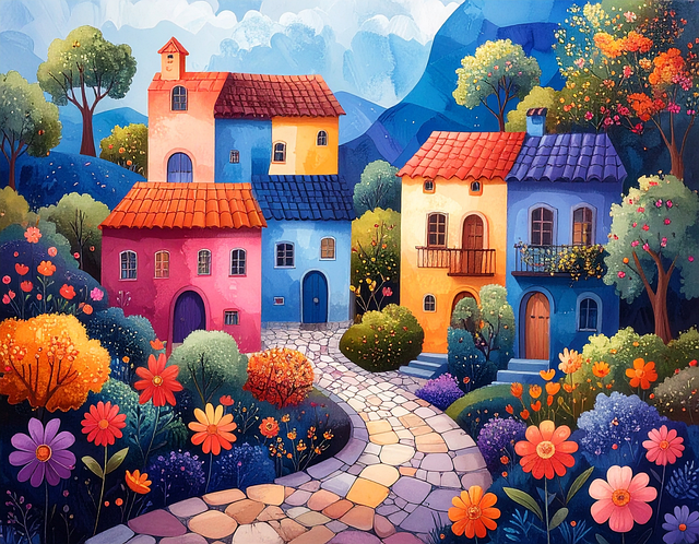 Free houses building street illustration