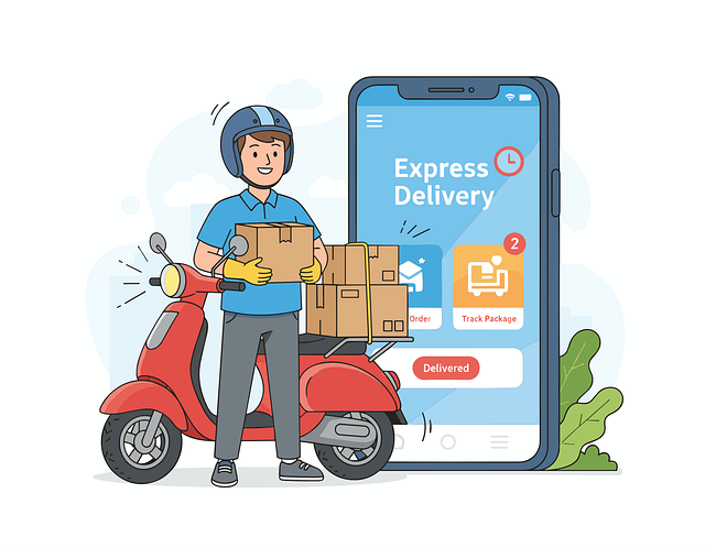 Free food delivery courier scooter vector