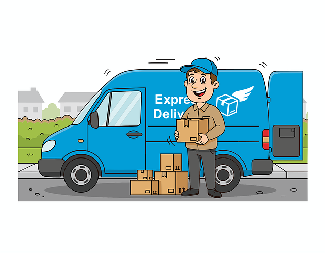 Free delivery van courier express delivery vector