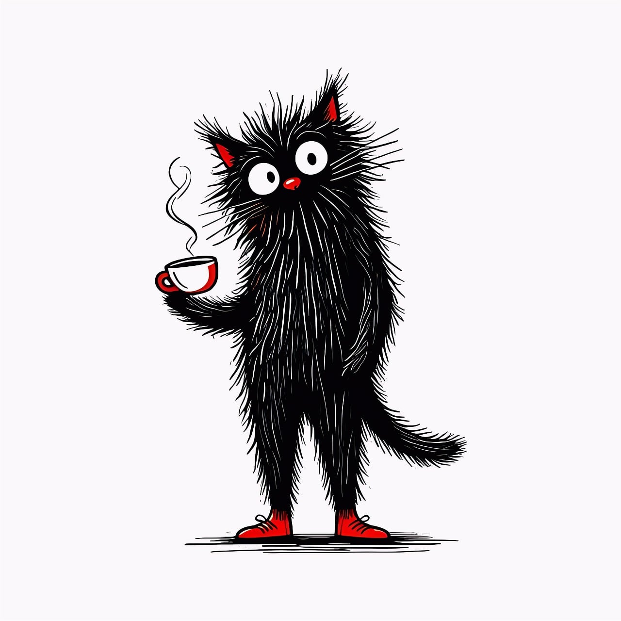 Skitse, Kat, Sort Kat, Elegant Kat