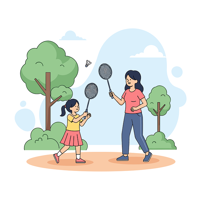 Free family badminton outdoor activities family bonding vector