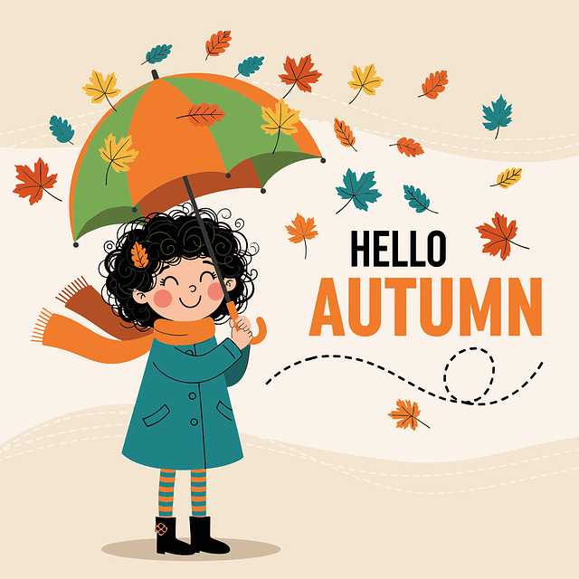 Free girl autumn umbrella vector