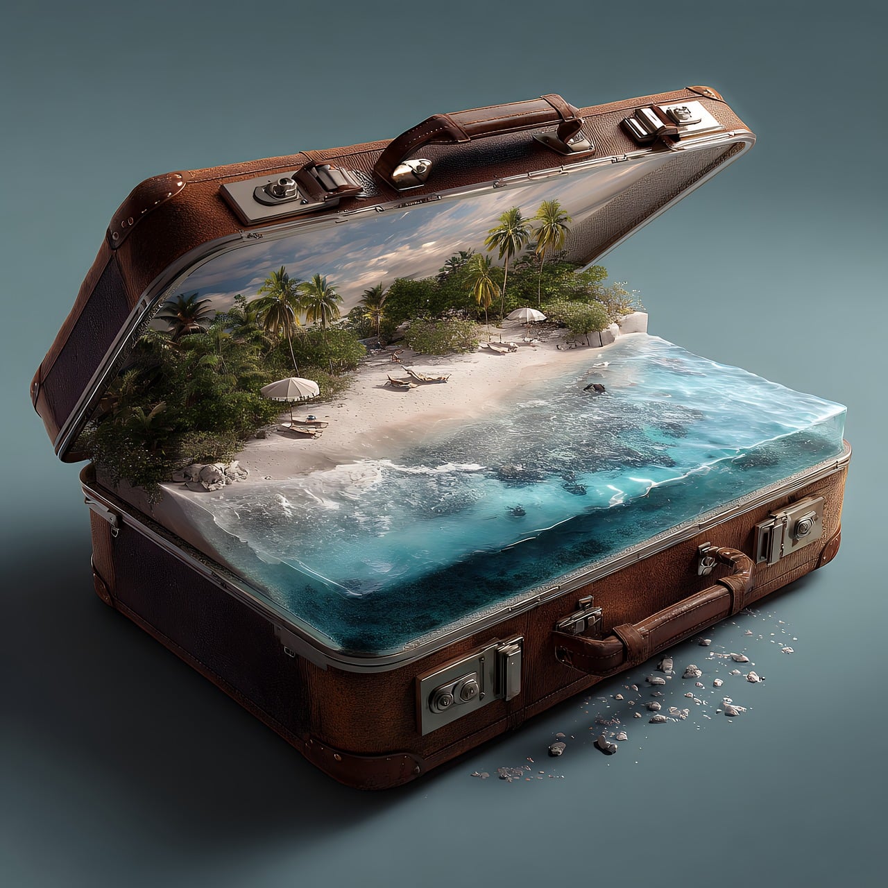 Download free HD stock image of Suitcase Beach Free suitcase beach ocean illustration