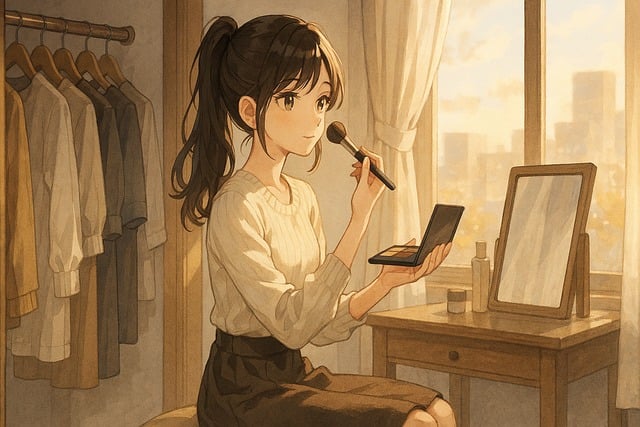Free autumn light cozy room makeup illustration