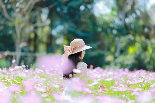 Kvinde, Model, Natur, Blomster