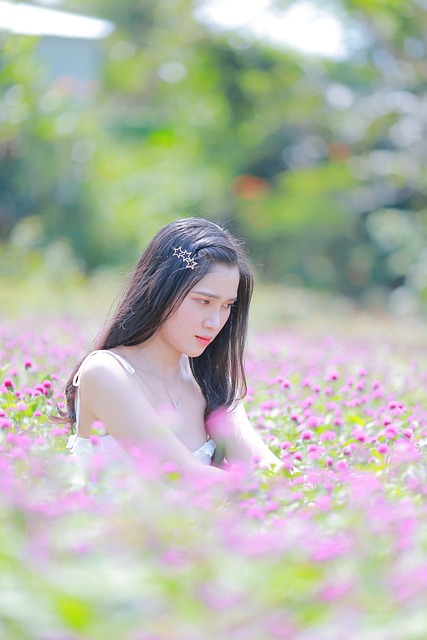 Kvinde, Model, Smukke Blomster, Natur