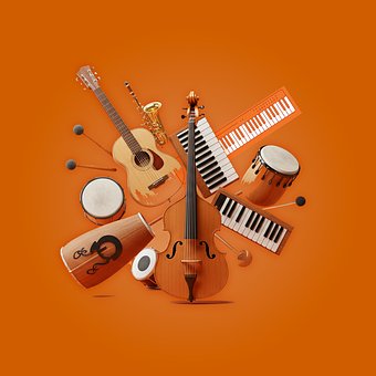 Gitara, Fortepian, Bęben, Muzyka