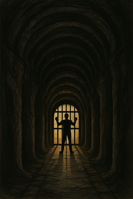 Free dark tunnel prison bars silhouette art illustration