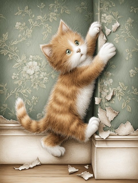 Gato, Escaladas, Muro, Papel De Parede