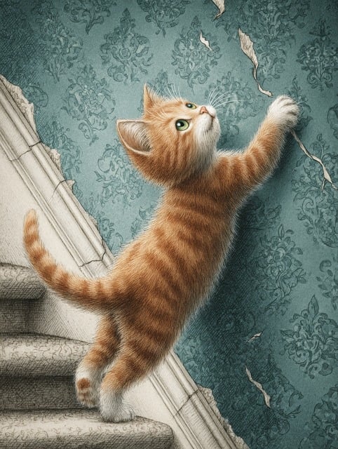 Gato, Coçar, Arranhão, Muro