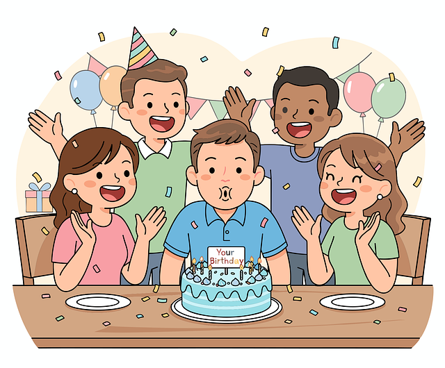 Free ai generated birthday party cartoon kids illustration