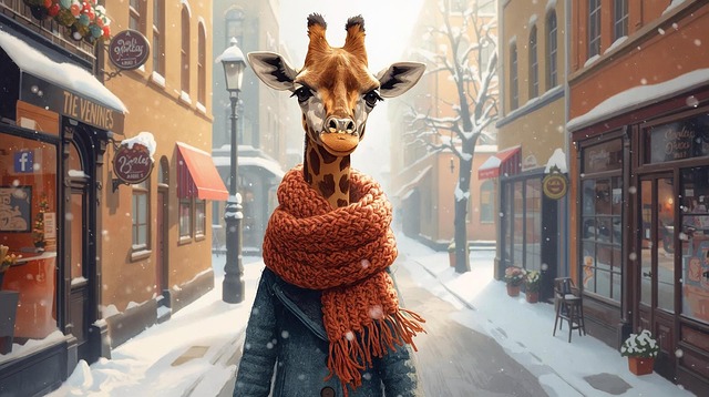 Free Giraffe Winter illustration and picture