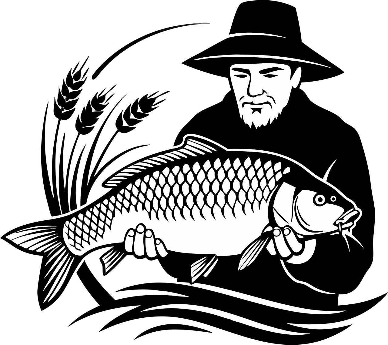 Free fisherman nature river illustration