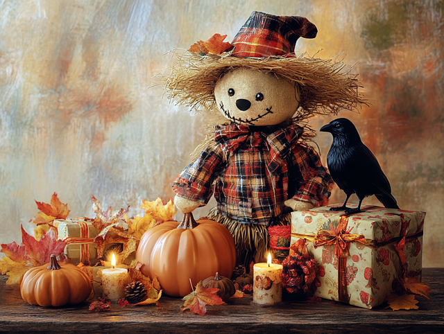 Free scarecrow doll autumn decor harvest scarecrow illustration