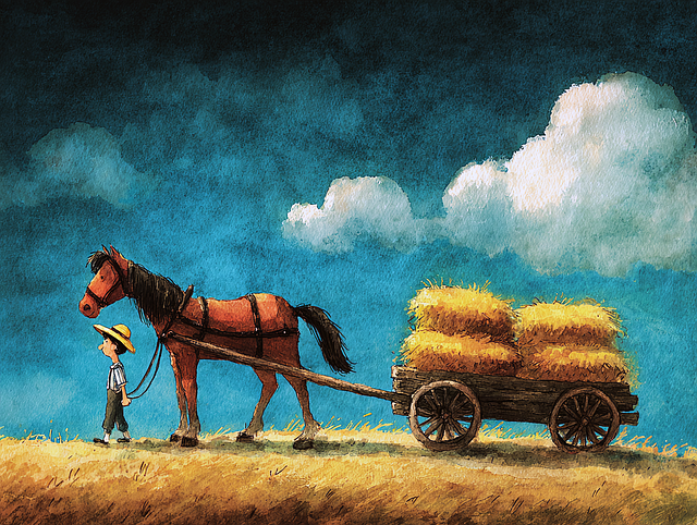 Free horse farmer coupling illustration