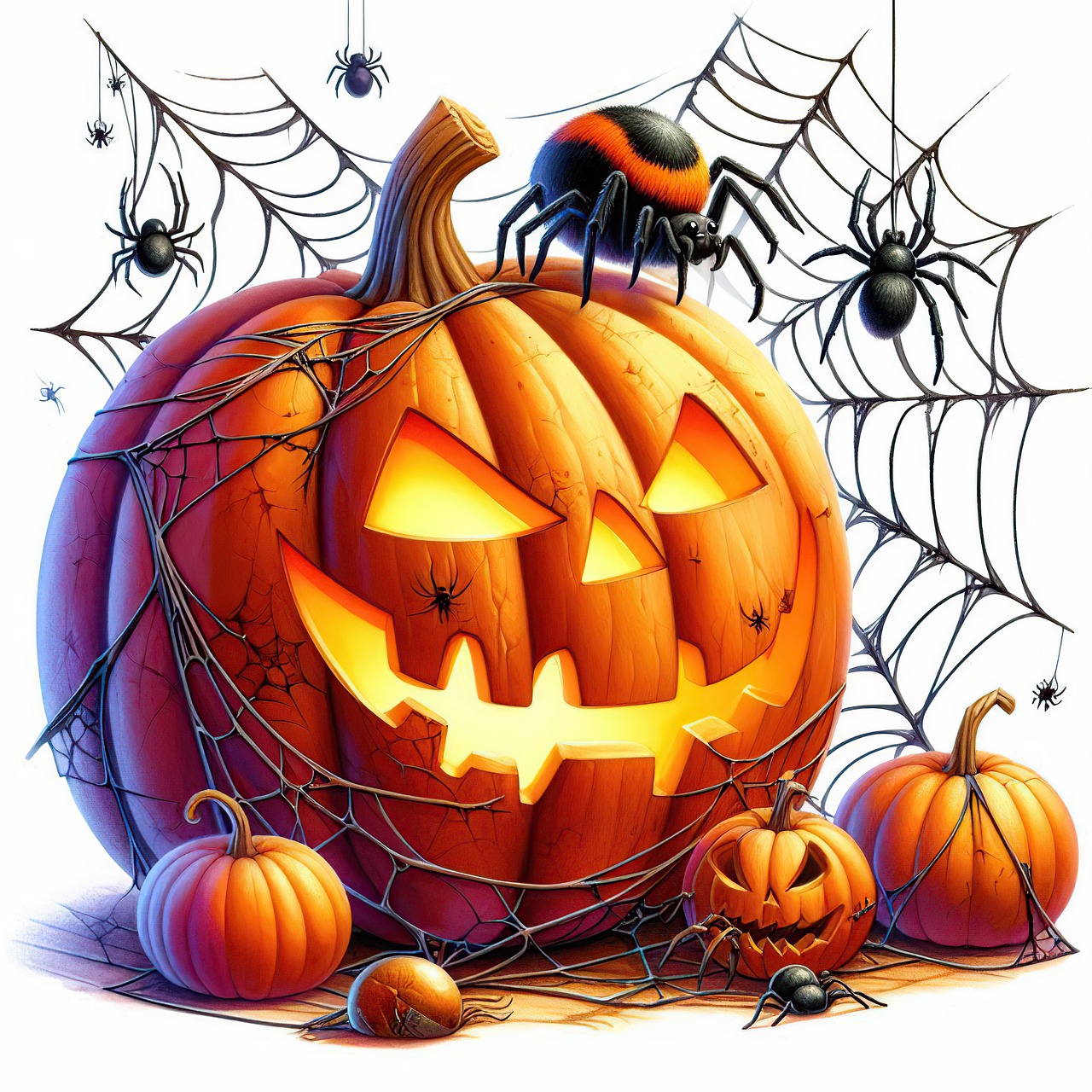 Download Halloween, Halloween Pumpkin, Pumpkin In A Web. Royalty-Free