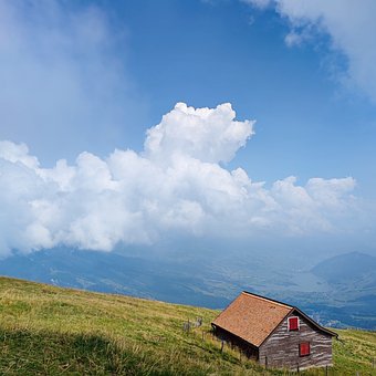 Hill, Natur, Schweiz, Hav Af Skyer