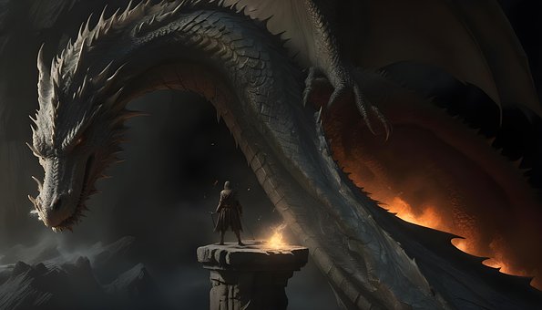 Fantasy, Mythologie, Drachen, Ritter