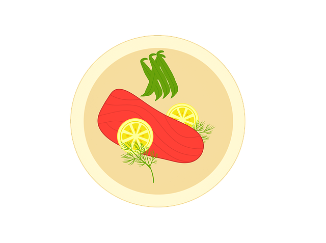 Free salmon plate restaurant illustration