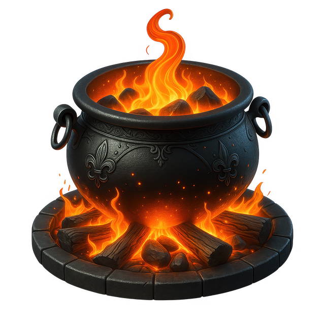 Free witch cauldron magical cauldron fire dark fantasy potion pot illustration