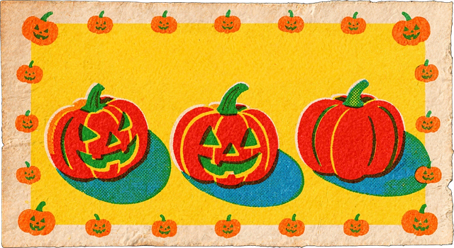 Free retro halloween pumpkins illustration