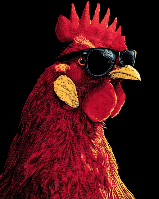 Free rooster chicken sunglasses illustration