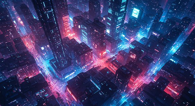 By, Bybillede, Bygning, Arkitektur, Neon